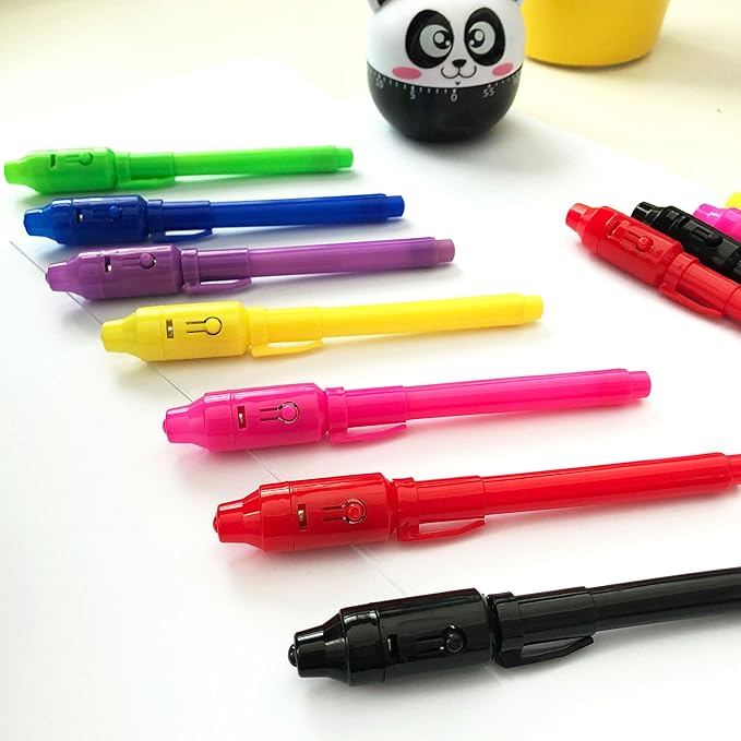 SCStyle Invisible Ink Pen 60Pcs Spy Pen with UV Black Light Magic Spy Marker Kid Pens for Secret Message and Birthday Party,Writing Secret Message for Easter Day Halloween Christmas Party Bag Gift
