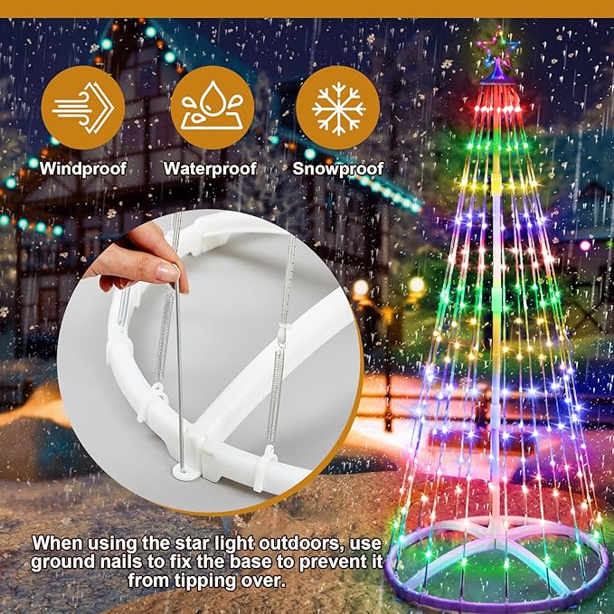 3 Pack 4/5/6FT Christmas LED Cone Tree Lights 24 Modes Color Changing with Timer Foldable Lighted Trees Waterproof Outdoor String Lights Holiday for Christmas New Year Xmas Decorations