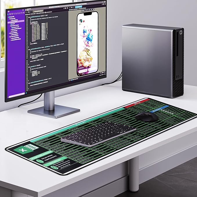 Excel Cheat Sheet Desk Pad,Excel Mouse Pad Shortcuts,Large XXL Mouse pad Gaming|Desk mat for Keyboard and Mouse| Non-Slip Computer mat with excel Shortcuts,PC Office Spreadsheet Keyboard Mat