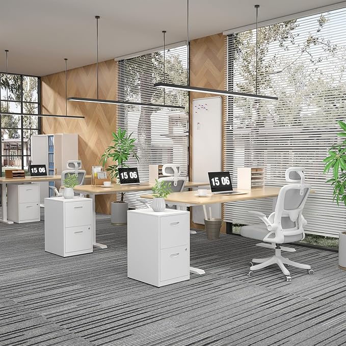 2 Drawer File Cabinet with Lock,White Metal Office Drawers Filing Cabinets for Home Office, Two Drawer Under Desk File Cabinet for Hanging Letter,Easy Assemble