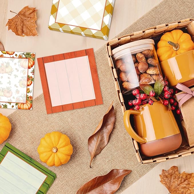 9 Pieces Fall Sticky Notes Fall Pumpkin Style Design Self-Adhesive Note Pads Sticky Memo Notes for School Office Home Supplies Students Teachers Presents