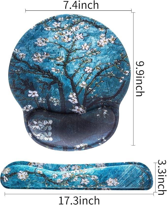 Ergonomic Keyboard Mouse Pad Wrist Rest Support Set for Laptop/Computer/Desktop,Memory Foam Hand Rest Wrist Cushion for Gaming/Office,Lightweight Comfortable & Pain Relief (Apricot Flower)