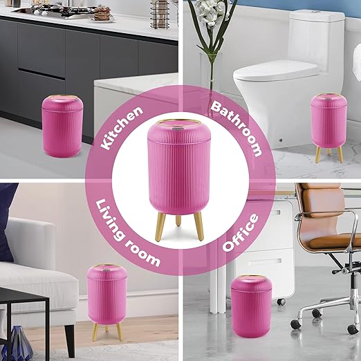 Pukomc Smart Sensor Wastebasket, Convenient and Hygienic Easy to Use, Technology Sensor Waterproof Wastebasket Plastic Trash can for Kitchen, Bathroom, Bedroom, Living Room, Office and Outdoor Pink