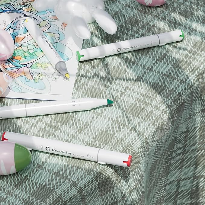 49 Alcohol Markers, With Bleeding-Proof Drawing Mat, Dual Tips Brush & Chisel Art Markers for Coloring, Sketching, Card Making and DIY Patinting- Perfect for Adults and Kids -Refillable