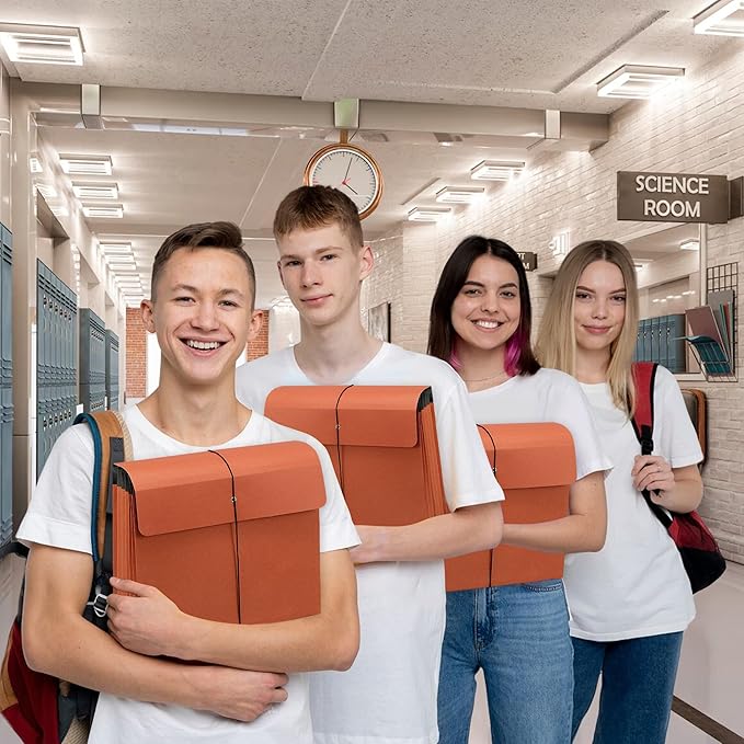 Expanding File Pockets with Flap,Heavy Duty Expandable Folder Bag,Elastic Cord Closure,Accordion File Organizer for Office,School,Home,Letter Size Kraft