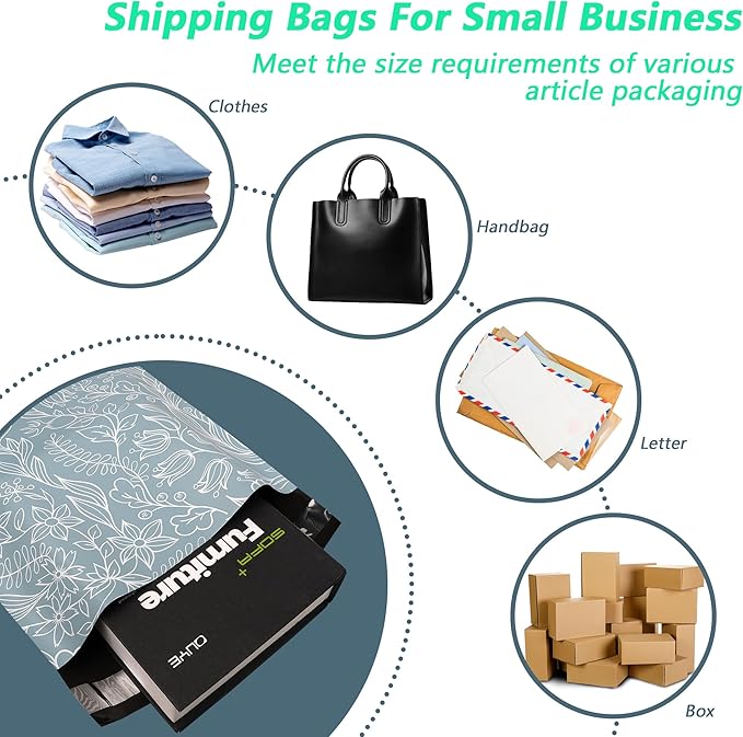 Poly Mailers 10x13 Inch 100 Pcs - Wheat Sheaf printed Shipping Bags, 2.4mil Thickness, Waterproof and Tear Resistant Mailing Envelopes, Self-Sealing Packaging Bags for Small Business