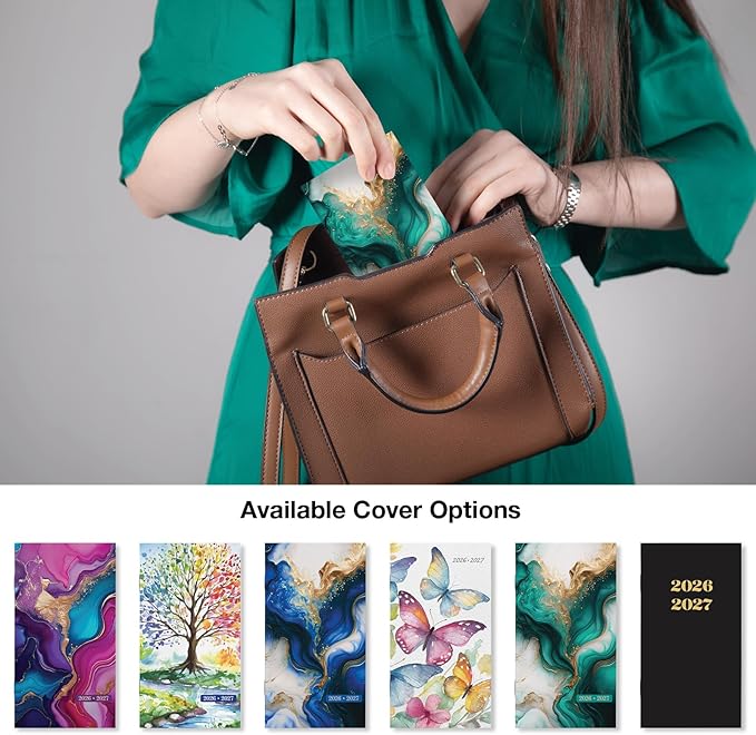 2-Year Monthly Pocket Planner/Pocket Calendar, 3.5"x6.5", 2026-2027: Weekly Planner/Weekly Agenda/Monthly Calendar Organizer (Teal Gold Marble)