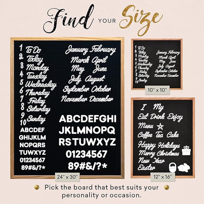 Felt Like Sharing Large Letter Board (Black Felt - 24”x30”) – Changeable Message Board with 3 Sets of Felt Board Letters – Statement Wall Sign for Quotes, Home or Holiday Decor In Oak Frame