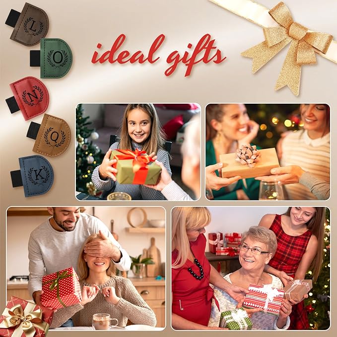 Personalized Bygone Mark Bookmark with Pen Holder,Engraving Leather Magnetic Bookmarks Vintage 26 Letters Name Initials Text Book Marker Clips Gifts for Reading Book Lovers Women (Brown, U)