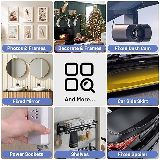 Removable Double Sided Tape Heavy Duty & Heat Resistant with Measurement Guide (Printed Inch/cm Backing), Clear Mounting Strips for Home & Office, Picture Hanging, 1.18" x 9.85' Roll