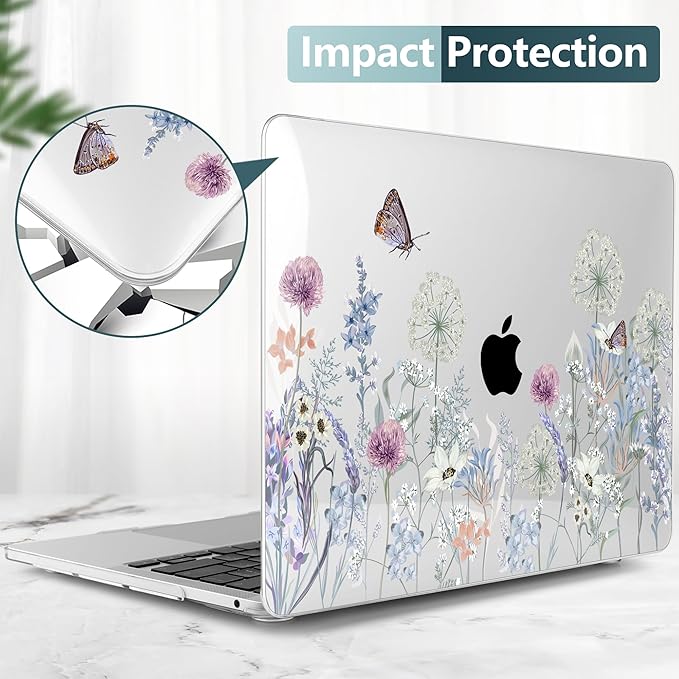 TWOLSKOO Compatible with MacBook Pro 13 inch Case 2023-2016 A2338 M2/M1 A2251 A2289 A2159 A1989 A1706, Plastic Hard Shell Cover & Keyboard Skin & Screen Protector, Dandelions