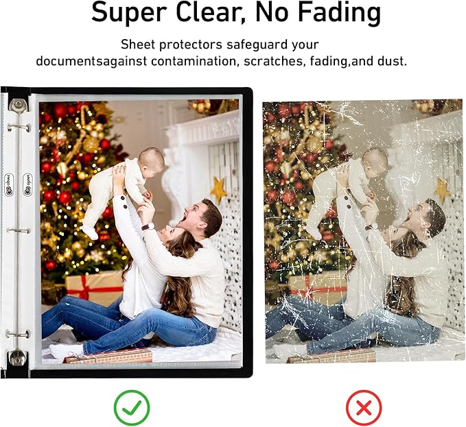 120 Pack Extra Heavyweight Plastic Page Protectors,8.5 x 11in Top Loading Sheet Protectors with Markers Notes, Reinforced 3 Hole Punch for Binders,Plastic Sleeves for Paper Protector Letter Size