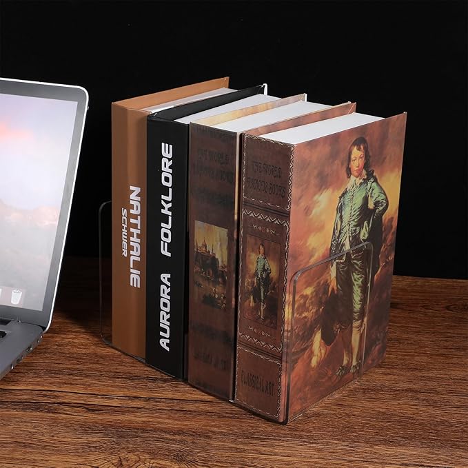 16 Pcs Bookends Clear Acrylic Bookends for Shelves Heavy Duty L Shaped Dividers Bookshelf Dividers for School Library Home Movies CDs File