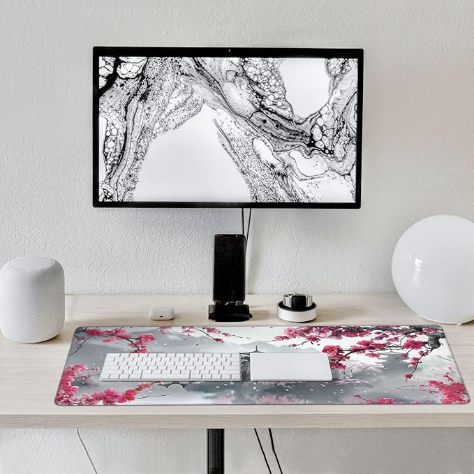 35.4 x 15.7 in, Waterproof XXL Large Mouse Pad for Desk, Extended Keyboard Mouse Mat for Computer Office, Big Laptop Mouse pad, Gaming Pc-Pink Cherry Blossom