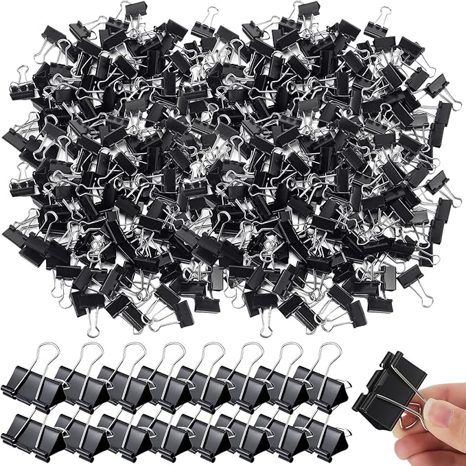 Yexiya 600 Pcs Medium Binder Clips Paper Clips Office Supplies Paper Clamps for Teachers Students School Office Business Paperwork Supplies (Black, 1.25 Inch)