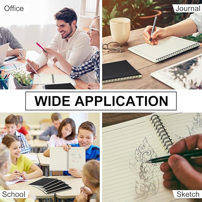 Yahenda 3 Pcs Spiral Notebook Bulk A5 Journal Lined 8.3'' x 5.5'' Writing Composition Paper Small Notepad Subject Notebook for Students Office Business Back to School Supplies (Black)