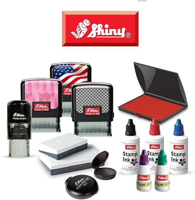 Shiny Pleasure Serving You Stamp, Round Self Inking Stamp for Office and Retail, Green Ink