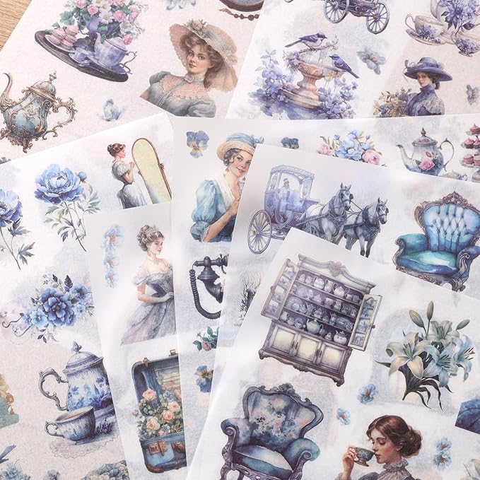 Vintage Ephemera Sticker 24 Sheets precut 300 washi Stickers Paper Journal Stickers for Adults People Junk Journal Sticker Book Scrapbooking Supplies