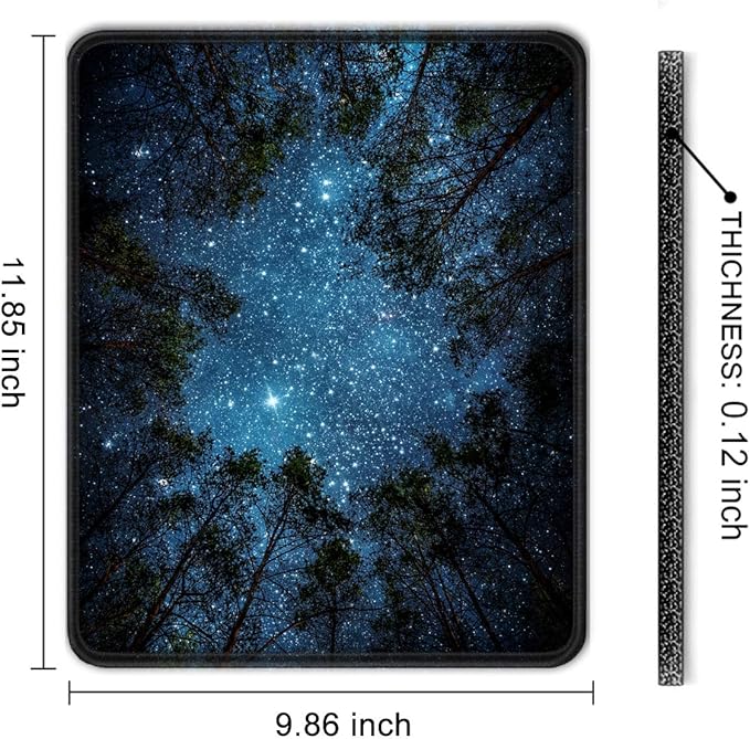 Auhoahsil Mouse Pad, 12 x 10 in Nature Theme Computer Mouse Pad for Desk, Premium-Textured Non-Slip Rubber Stitched Edges Waterproof Square Mouse Mat for Gaming Work Wireless Mice, Night Sky