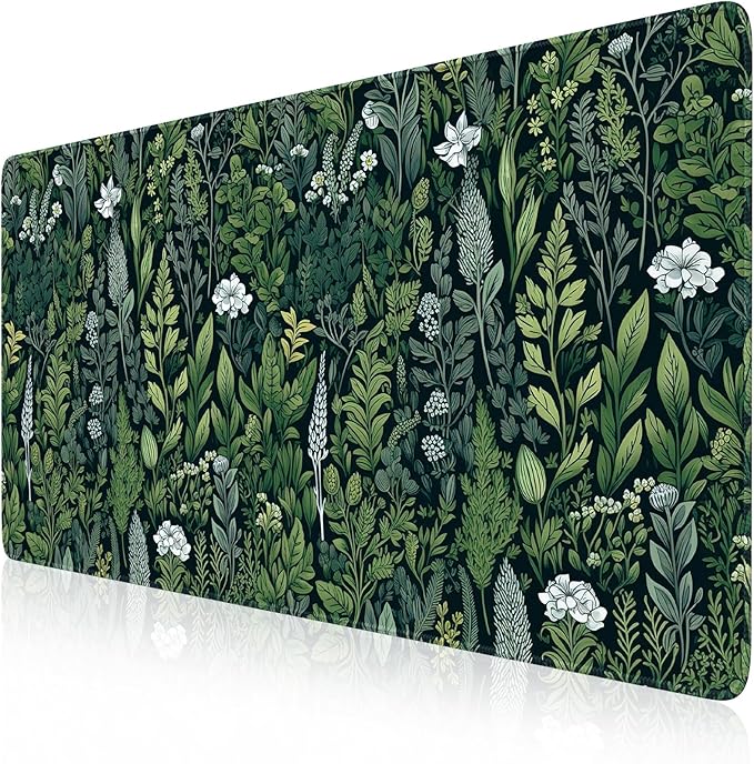 iCasso Desk Mat, Big Desk Pad, XXL Extended Gaming Mouse Pad, Large Mouse Pad for Desk Rubber Base Mousepad with Stitched Edges, Keyboard Mouse Mat (Dark Green)