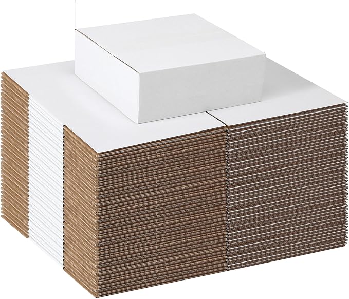 7x7x2 Shipping Boxes Set of 40, 3 Layers White Corrugated Cardboard Small Business Packing Box for Mailing