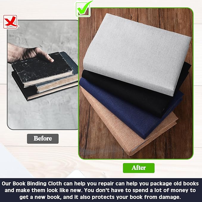 4 Pcs Book Cloth Bookcover Fabric Surface with Paper Backed Binding Cloth Fabric Book Cover for Scrapbooking Album DIY Craft Supplies Home, 4 Colors(Classic Color,40 x 16 Inches)