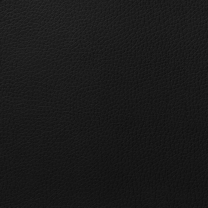 HomePop Upholstered Faux Leather Round Ottoman Home Décor|Foot Rest Ottoman- Black Faux Leather