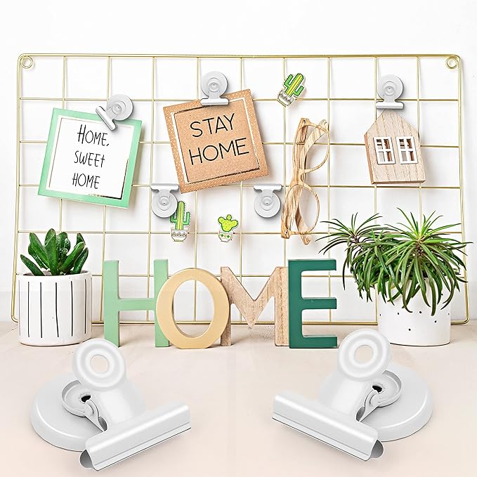 Grtard 6 Pack Magnetic Clips Heavy Duty, Magnet Clips for Fridge, Refrigerator Magnets, Strong Magnetic Clip,Scratch Free Magnets with Clip for Refrigerator, Whiteboard, Classroom, Locker(White)