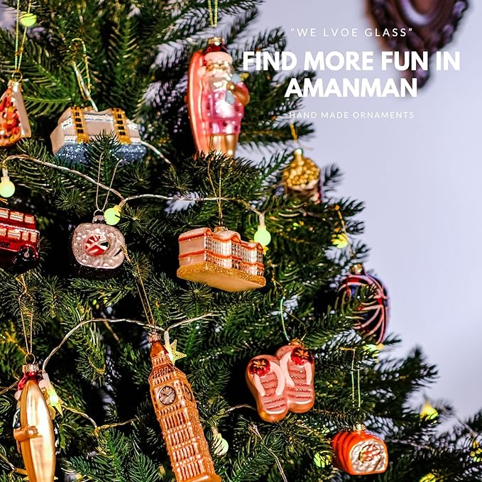 Set of 2 Funny Lipstick & Lips Blown Glass Ornaments - Glitter Gold & Red for Women