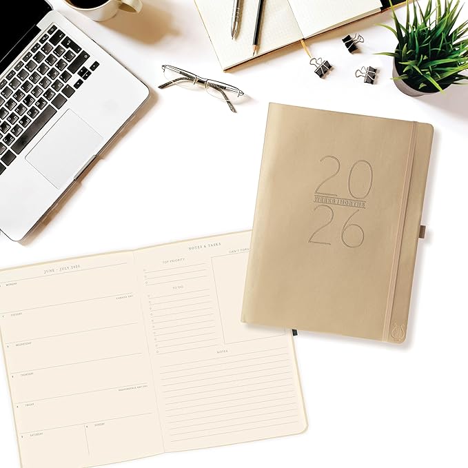 Graphique 2026 Apollo Business Planner | 18 Month Organizer, July 2025 - Dec. 2026 | Weekly & Monthly Spreads | To-Do List & Note Pages | Pen Loop | Vegan Leather | Gold | 8” x 10”