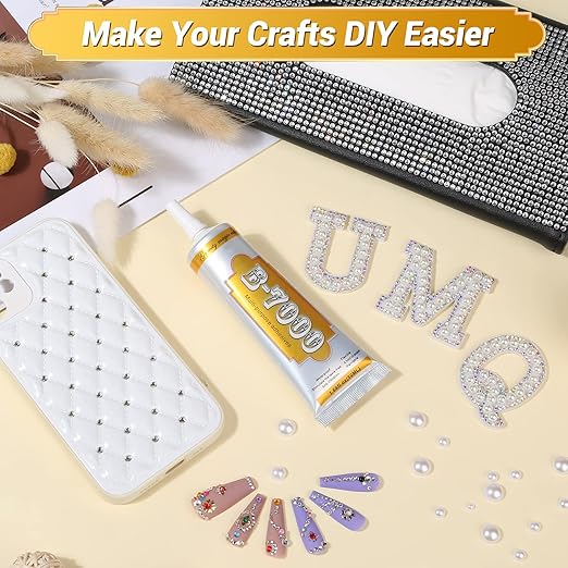 B7000 Fabric Glue with Precision Tips, Upgrade Industrial Strength Adhesive B-7000 Glue Clear for Jewelry Crafts DIY, Metal, Stone, Rhinestone Gems Gel, Glass, Fabric, Cell Phone Repair (50 ML)