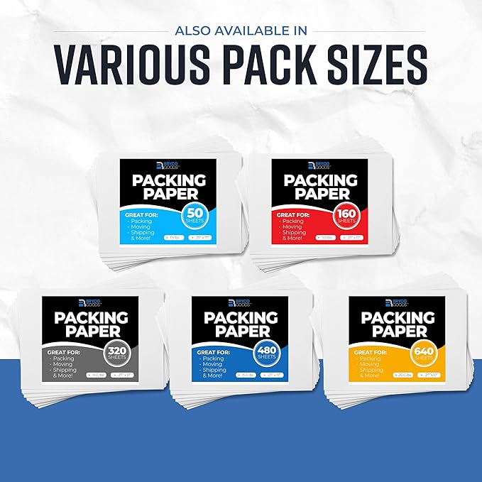 Bryco Goods 24" x 36" Newsprint Packing Paper Sheets for Moving | 320 Sheets | 20lb | Made in USA | Newspaper Paper | Must Have in Your Shipping Supplies