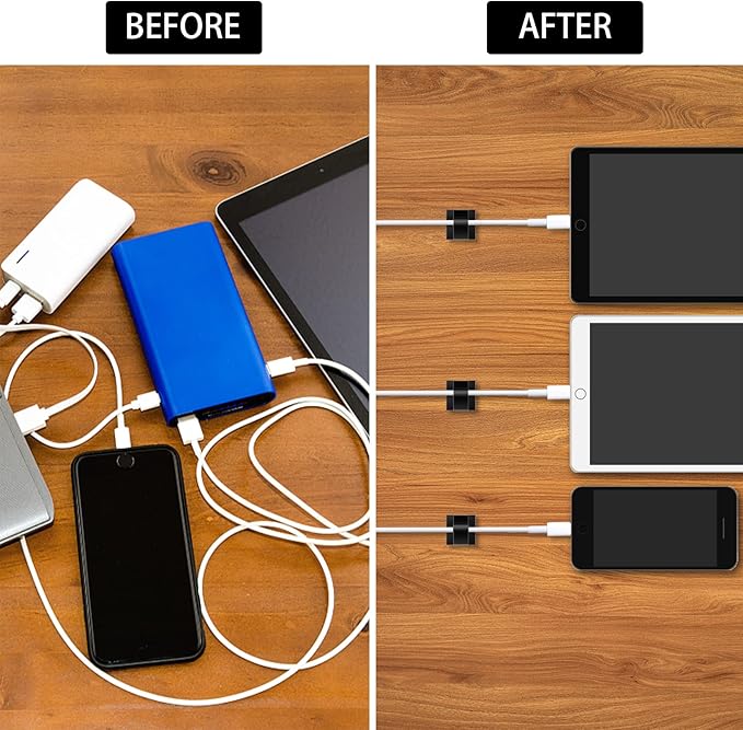 100 Pcs Cable Clips, Adhesive Cable Organizer Cord Holder Wire Clip Wire Management Self Adhesive Hooks Wire Holder for Office, Home, Black