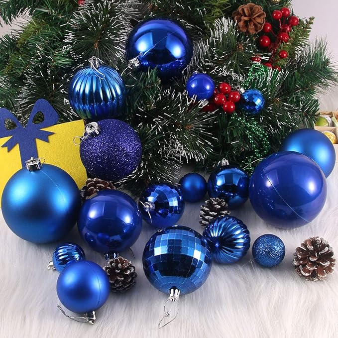 Royal Blue 1.6" Small Christmas Balls Christmas Tree Decoration Ornaments Shatterproof Hanging Balls for Birthday Halloween Holiday Wedding Decorations Set of 12pcs