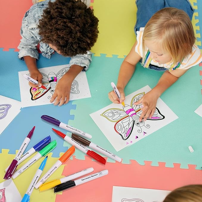 Aodaer 144 Pack Permanent Markers 3mm Fine Point Markers, Waterproof Colored Pens, Quick-drying, Smooth Writing Markers for Home Office School Supplies, Works on Wood, Plastic, Metal