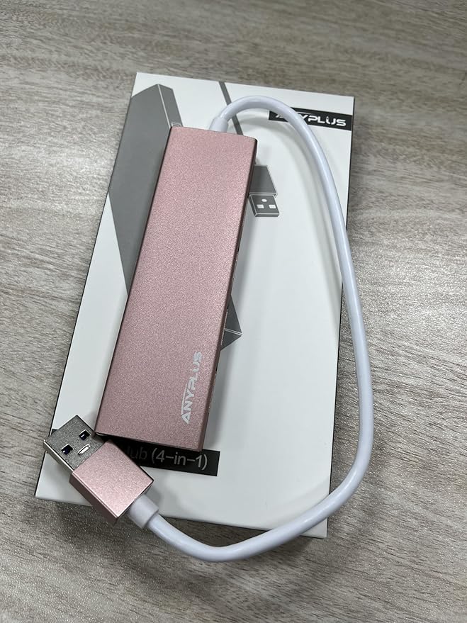 USB Hub, USB 3.0 Hub Aluminum Alloy Ultra Slim USB Splitter, Portable 4 Port USB Extender, USB Hub for Laptop, PC, MacBook, iMac, Surface Pro, Mac Pro, Flash Drive, XPS 【Pink】
