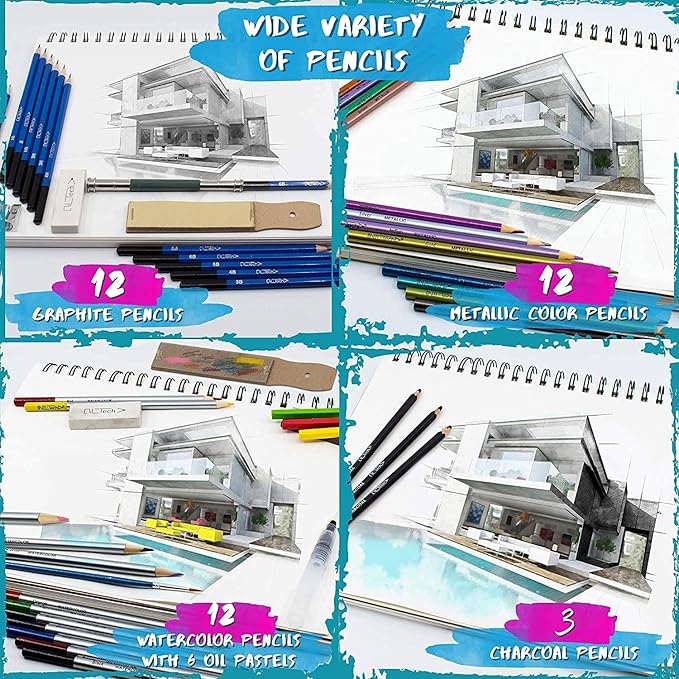 Drawing Art Supplies – 55pc Colored Pencils For Kids, Teens, And Adults Includes Charcoal, Graphite, Sketch Pencils Digital Ebook Library Of Drawing Tutorials And Sketch book
