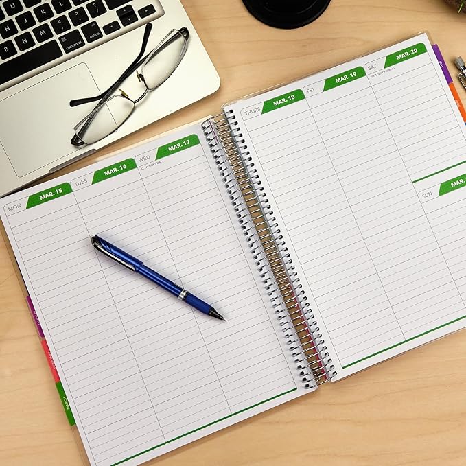 DELUXE 2026 Planner, 8.5"x11": 14 Months (November 2025 - December 2026), Includes Page Tabs, Bookmark, Planning Stickers, Pocket Folder Daily Weekly Monthly Planner Yearly Agenda (Colorful Botanicals)