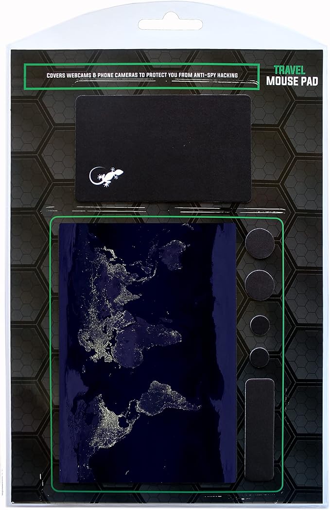 Adhesive Mouse Pad - Peel and Sticks to Any Surface - Travel Mouse Pad, Sticky for Any Surface - Excellent Tracking - Earth Night MAP