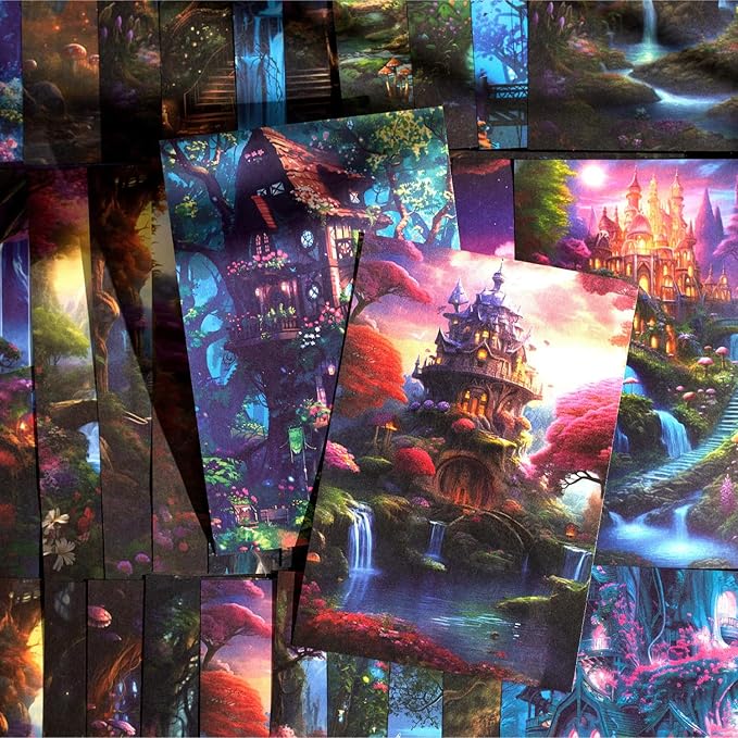 Fantasy Territory Scrapbook Paper Set, 150 PCS Mystical Ephemera Pack for Junk Journaling, Scrapbooking, Crafting, DIY Projects, Diaries, and Art Supplies