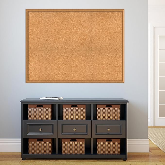 Amanti Art Natural Cork Board for Wall, 36x48 Vision Board with Bronze Frame, Oversize Corkboard Office Decor for Home Organization, Casual Corkboard Pinboard to Display Items for Home Organization