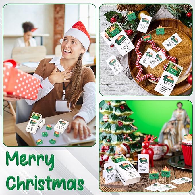 Realspring 36 Sets Dumpster Ornament Desk Accessories Emotional Support Resin Dumpster with Inspirational Cards Funny Employee Appreciation Gifts for Halloween Team Office Coworker Teacher (Classic)