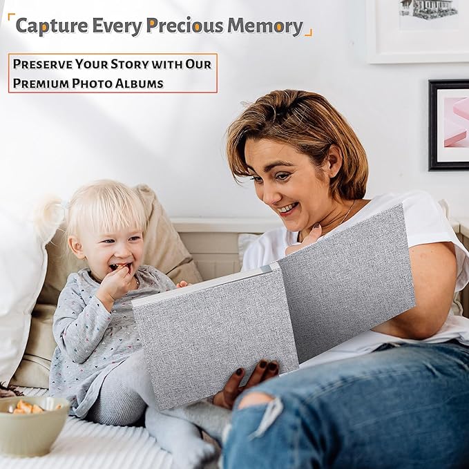 Photo Album Self Adhesive Scrapbook,120 Pages Large Photo Book for 4x6,5x7,8x10 Pictures,DIY Album for Baby Wedding Family Travel Birthday,with Metallic Pen and Scraper