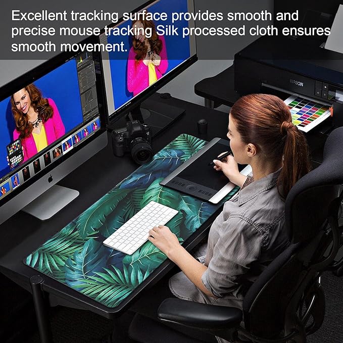 XXL Gaming Mouse Pad 35.4x15.7 Professional Large Mouse Pad & Computer Game Mouse Mat-90x40 Greenleaf