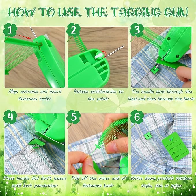 Chumia 3576 Pcs Stitch Tag Gun for Clothes, Quick Clothing Fixer, Tagging Gun with 3000 Barbs, 5 Needles and 100 Price Tags, Sewing Kit for Retail Stores, Garage Yard Sales(Light Green)