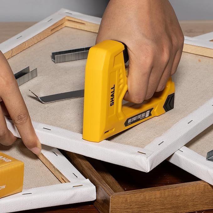 SHALL Light Duty Staple Gun for Wood - Yellow Upholstery Staple Gun with 1600pcs JT21 Staples 1/4, 5/16, 3/8 inch and Staple Remover - Fabric Stapler Gun for Crafts, DIY, Decoration