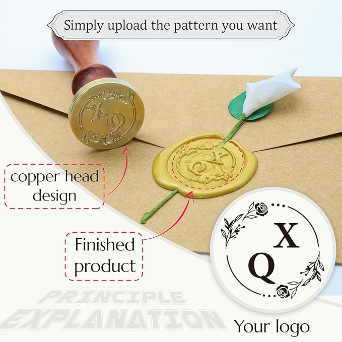 Custom Wax Seal Stamp, Personalized Wax Seal Stamp Kit, Create Your Own Design/Logo/Letter Customization, for Wedding, Invitation, Party, Envelopes, Gift Wrapping, Idea Gift