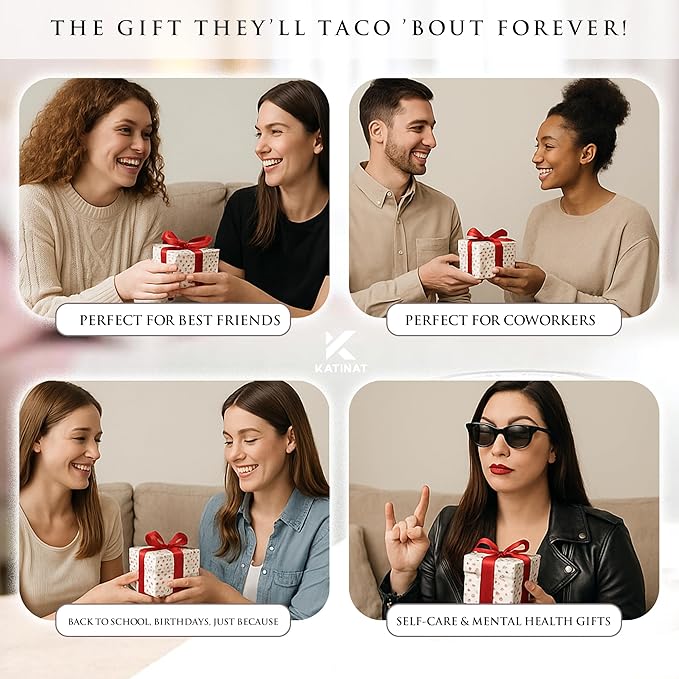 Positive Taco Birthday Christmas Gifts for Women Men Thanksgiving Basket Stocking Stuffers Teen Girls Son Mom Dad Daughter Sister Friend Coworkers Teachers Relaxation Gift Desk Decor Emotional Support