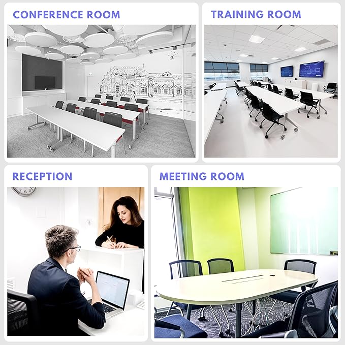 30 Pack Stackable Conference Room Chairs with Wheels and Paddle, Ergonomic Mesh Back and Arms for Meeting, Conference, Reception, Training Room & Home Office Desk Folding Chairs