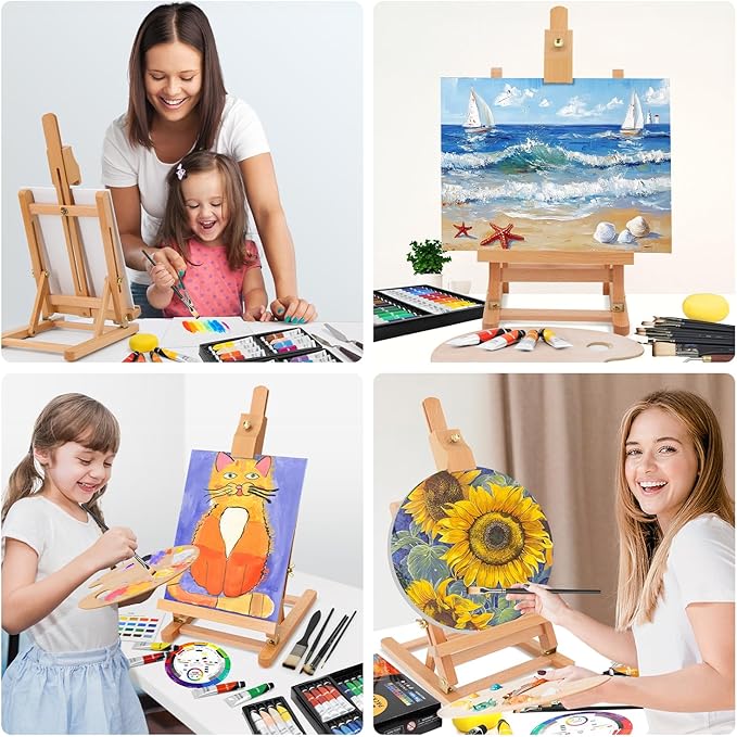 ARTALLY Acrylic Paint Set for Adults & Kids, 69 Pcs Canvas Painting Kits, 32 Colors Acrylic Paint (22ML),Table Easel,Brushes,Canvas, Art Painting Supplies Kit for Students,Artists,Beginners